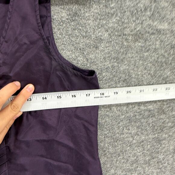 J. Crew Blouse Women 2 Purple Silk Sleeveless Wide Strap Pleated V-Neck Casual - Picture 4 of 6